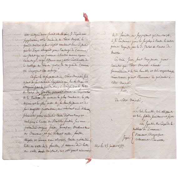 Sammlung Originalmanuskripte des Malteserordens, dabei Briefe des Ritters Alexandre de Gueidan, 16. - 19. Jhdt.