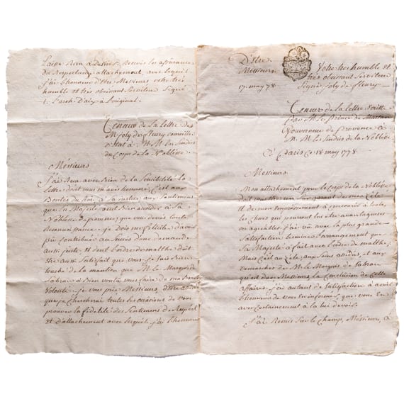 Sammlung Originalmanuskripte des Malteserordens, dabei Briefe des Ritters Alexandre de Gueidan, 16. - 19. Jhdt.