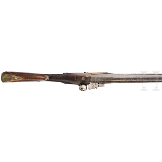 Schweres Steinschloss-Tromblon mit orientalischem Lauf, England, 19. Jhdt.