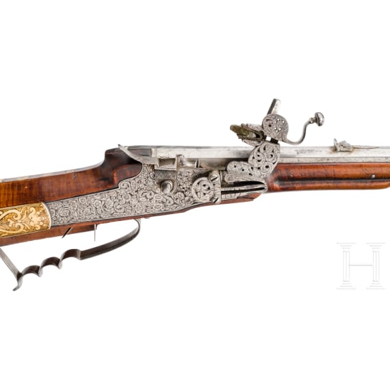 Jagdliche Radschlossb&uuml;chse, s&uuml;ddeutsch, um 1700/1710