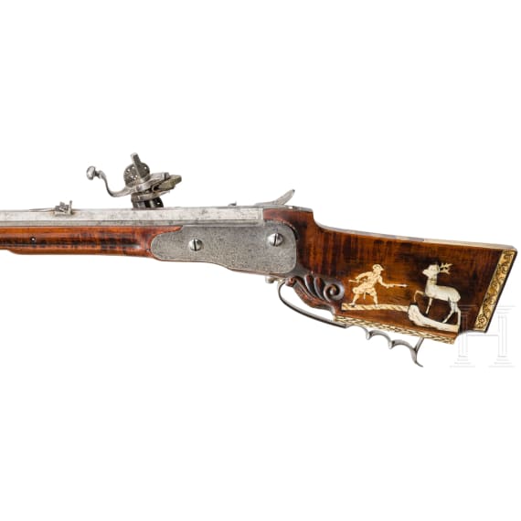 Jagdliche Radschlossb&uuml;chse, s&uuml;ddeutsch, um 1700/1710