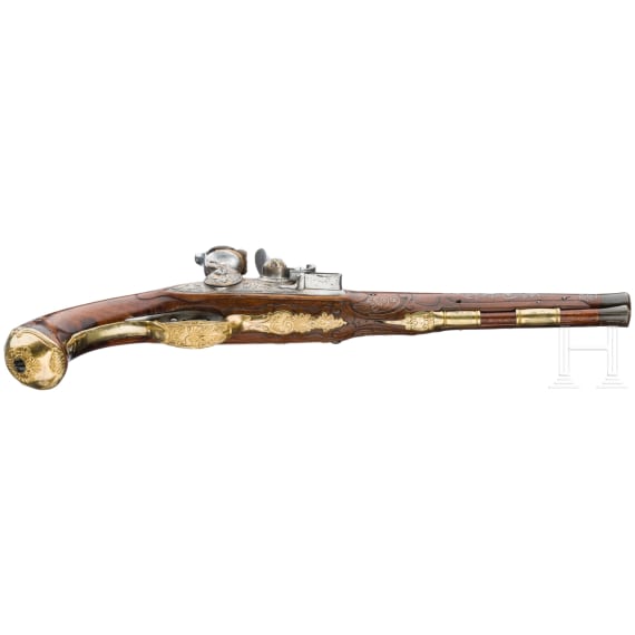 Luxus-Steinschlosspistole, Suhl, um 1750