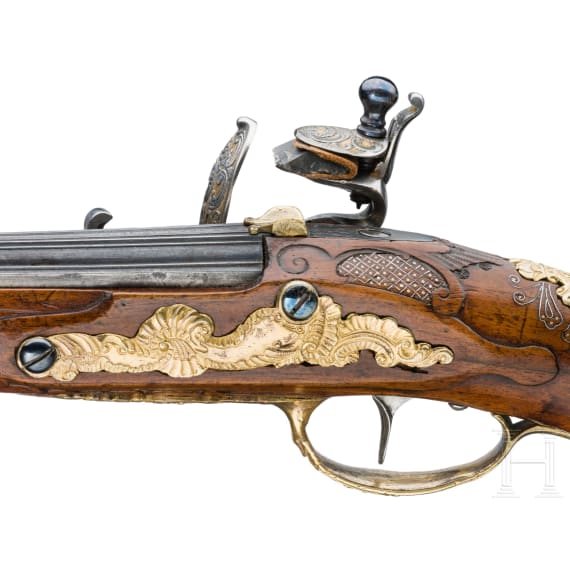 Luxus-Steinschlosspistole, Suhl, um 1750