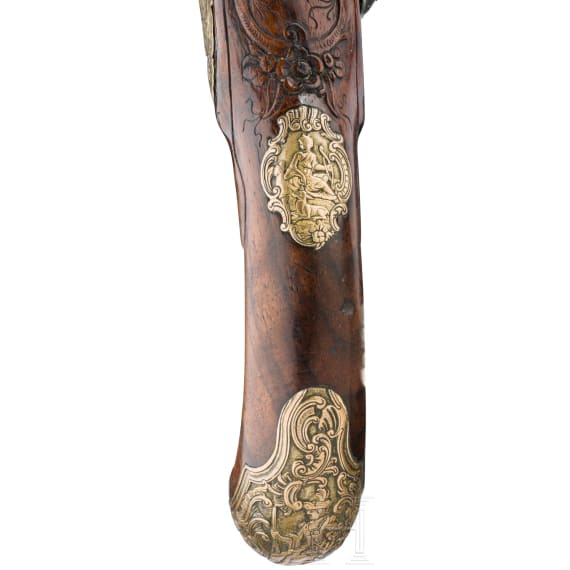 Prunkvolle Steinschlosspistole, Johann Jakob Kuchenreuter, Steinweg bei Regensburg, um 1760