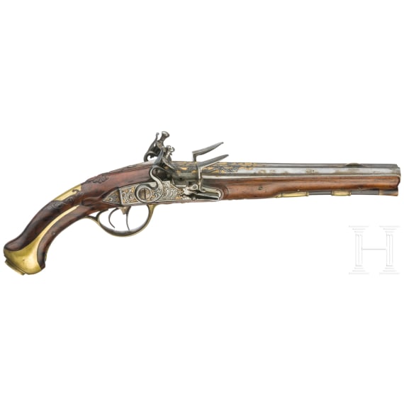Doppell&auml;ufige Steinschlosspistole, Bosset in L&uuml;ttich, um 1760