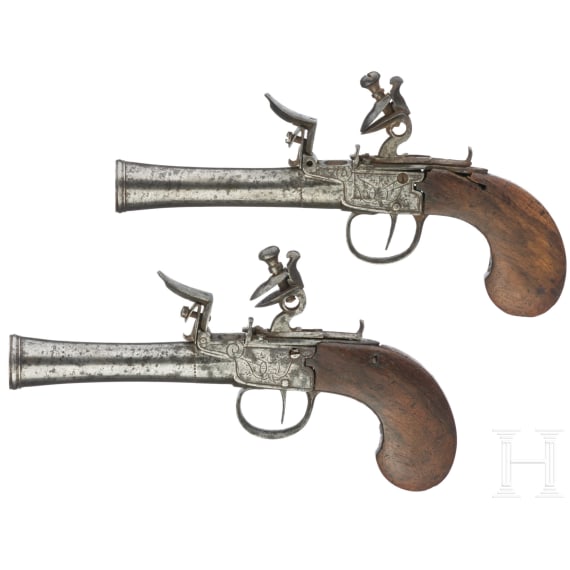 Ein Paar Steinschlossterzerole, fl&auml;misch, um 1800