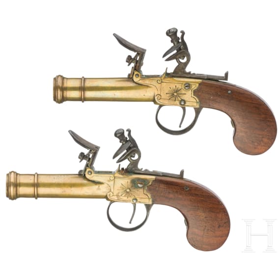 Ein Paar Steinschoss-Messing-Terzerole, deutsch oder fl&auml;misch, um 1800