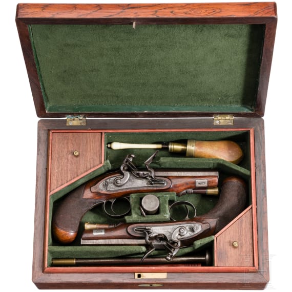 Ein Paar Perkussionspistolen im Kasten, Thomas Doubleday in Newark (GB), um 1825