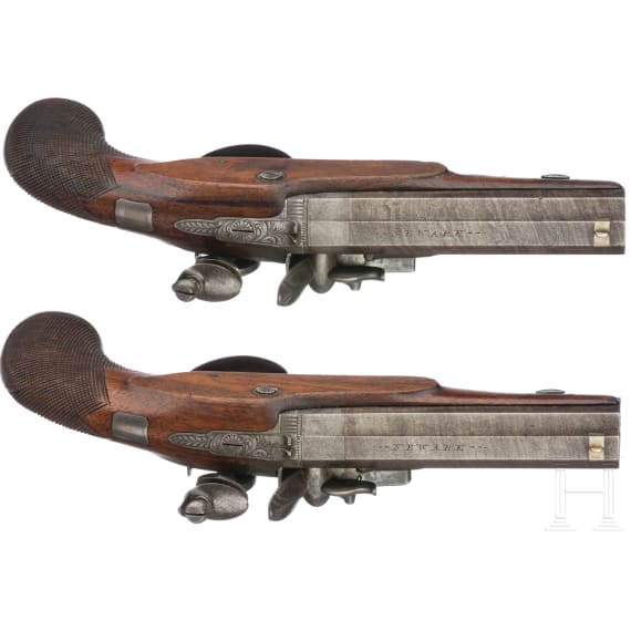 Ein Paar Perkussionspistolen im Kasten, Thomas Doubleday in Newark (GB), um 1825