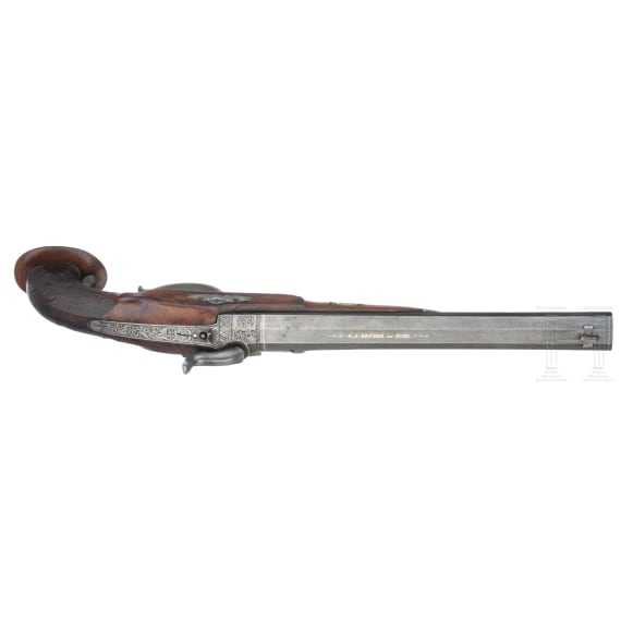 Perkussionspistole, G. A. Gr&uuml;ber in Suhl, um 1835