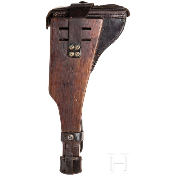 Lange Pistole 08, DWM, 1917, mit nrgl. Brett und Tasche