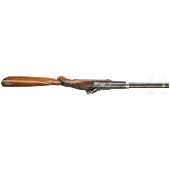 A Schleswig percussion mounted police pistol M 1851 with butt, A. Francotte in Li&egrave;ge