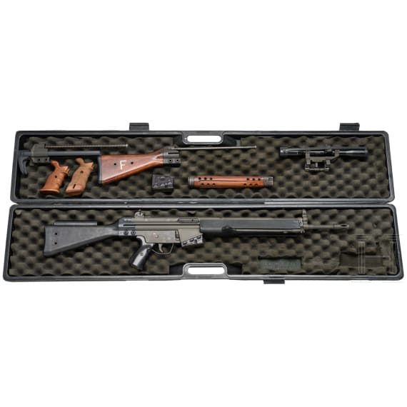 A self-loading rifle Schwaben Arms SAR 97 upgraded with SG1 sniper-rifle scope and stock parts