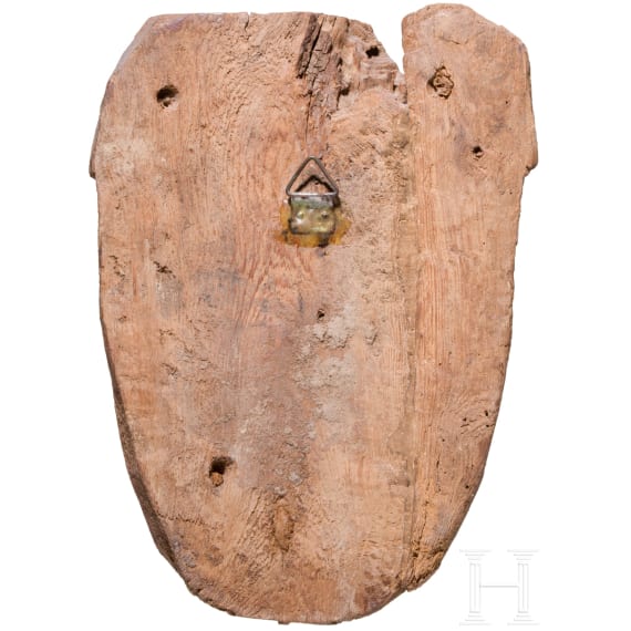 A painted wooden mummy mask, Late Period, mid-3rd of the 1st millennium B.C.