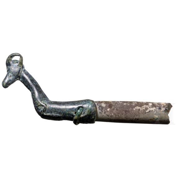 Whetstone with bronze handle in the shape of a goat's head protome, Luristan, 11th&ndash;10th century B.C.