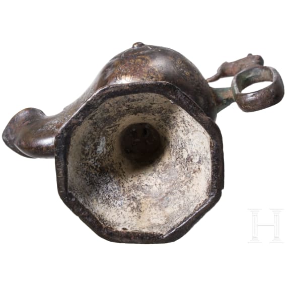A bronze Ottoman oil lamp, Seljuk, 12th - 13th century