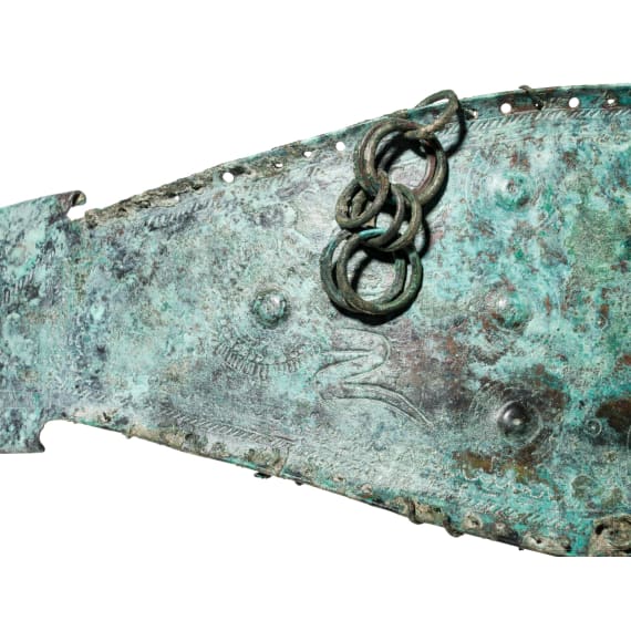 An early Etruscan belt fitting with clasp hook, mid-8th century B.C.