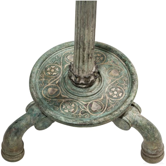 A Roman bronze candelabrum with silver inlays, 2nd half of the 1st century A.D.