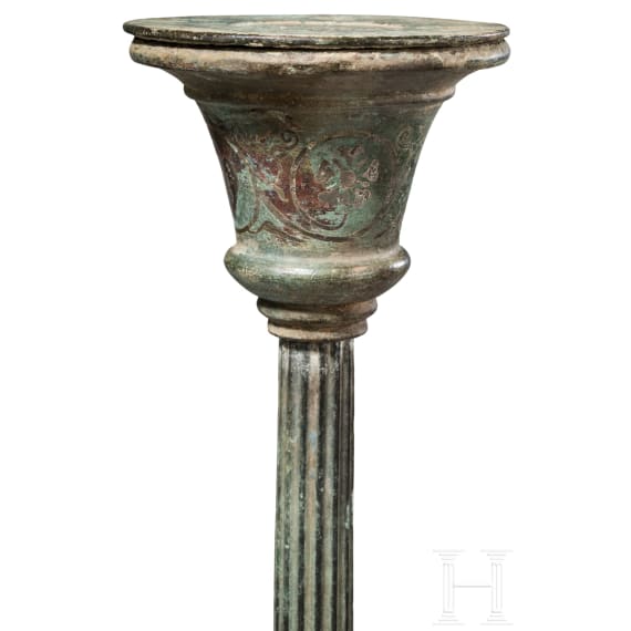 A Roman bronze candelabrum with silver inlays, 2nd half of the 1st century A.D.