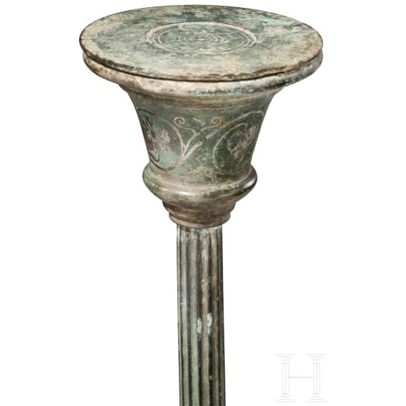 A Roman bronze candelabrum with silver inlays, 2nd half of the 1st century A.D.