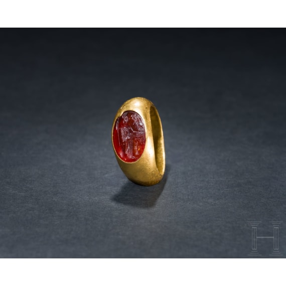 A Roman gold ring with a high-quality carnelian cameo, 1st&ndash;2nd century A.D.