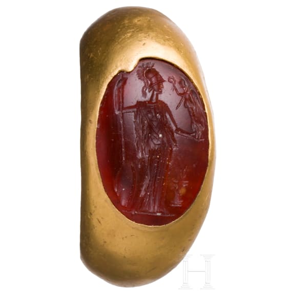 A Roman gold ring with a high-quality carnelian cameo, 1st&ndash;2nd century A.D.