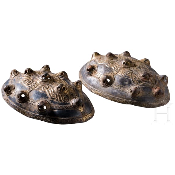 High-quality copy of a pair of oval shell brooches (Viking, early to mid-10th century) from the late 19th century.