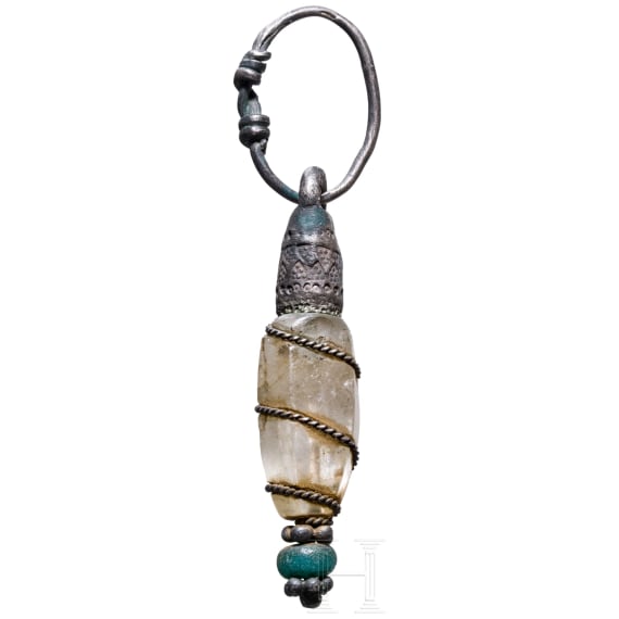 Quartz crystal pendant with silver setting, Viking, 10th - early 11th century.