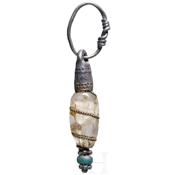 Quartz crystal pendant with silver setting, Viking, 10th - early 11th century.