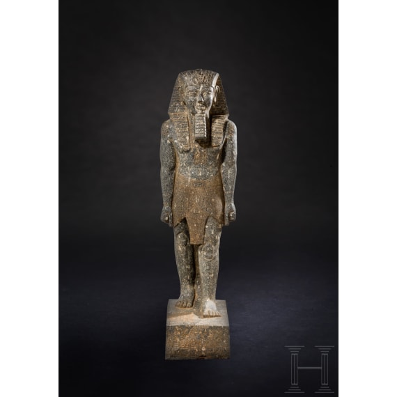 High-quality copy of a statue of Merenptah, made of Egyptian black granite, modelled on the example from the Luxor Museum, late 1950s
