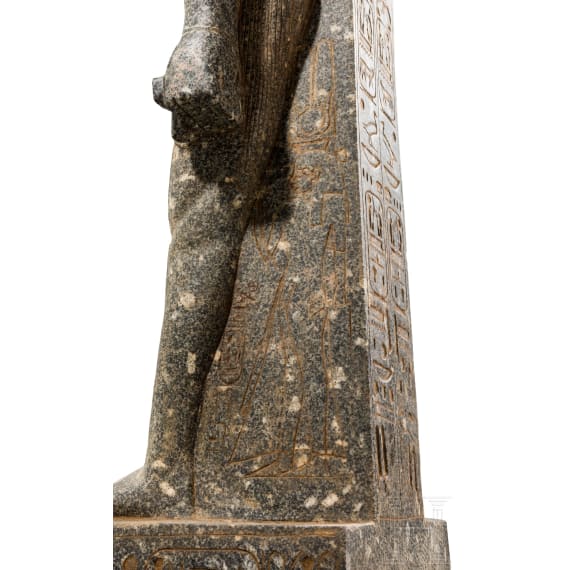 High-quality copy of a statue of Merenptah, made of Egyptian black granite, modelled on the example from the Luxor Museum, late 1950s