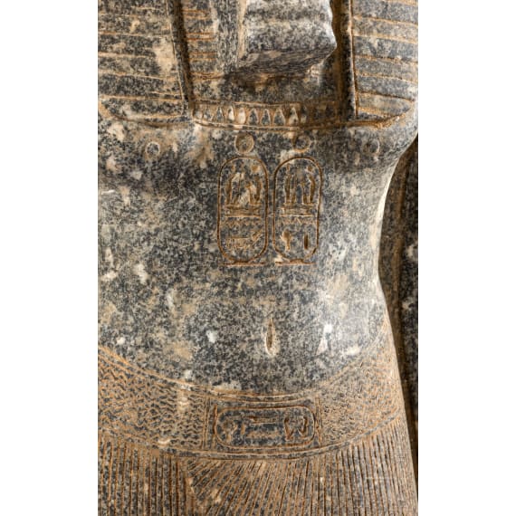 High-quality copy of a statue of Merenptah, made of Egyptian black granite, modelled on the example from the Luxor Museum, late 1950s