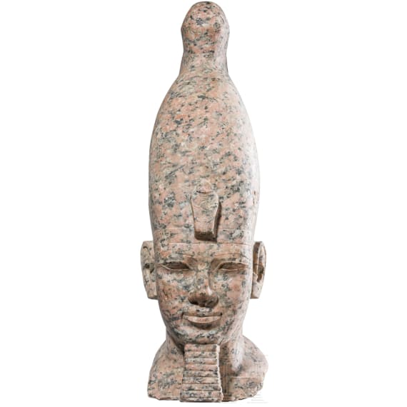 High-quality copy of a head of Amenophis III, made of red Aswan granite, 1950s