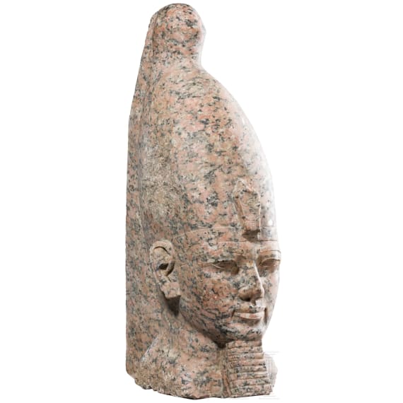 High-quality copy of a head of Amenophis III, made of red Aswan granite, 1950s