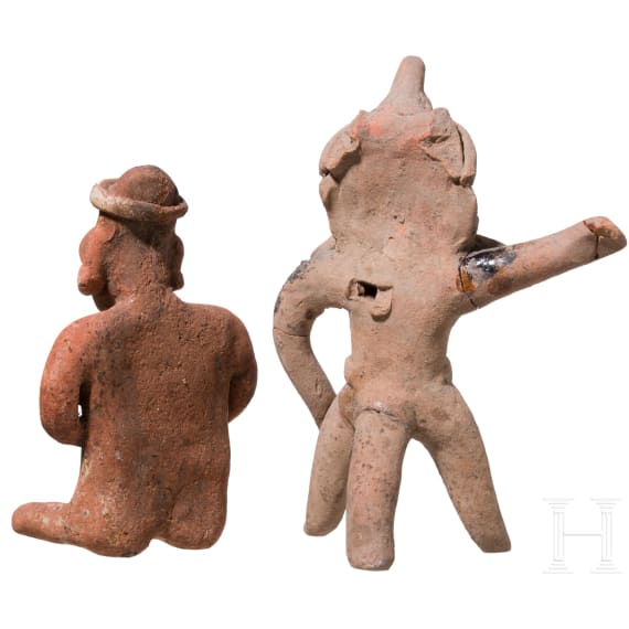 Two Pre-Columbian clay figures, Mexico, Jalisco/Veracruz, 200 - 900 AD