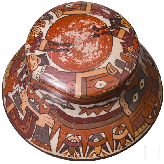 A Peruvian painted clay bowl, probably Nazca, 3rd - 8th century