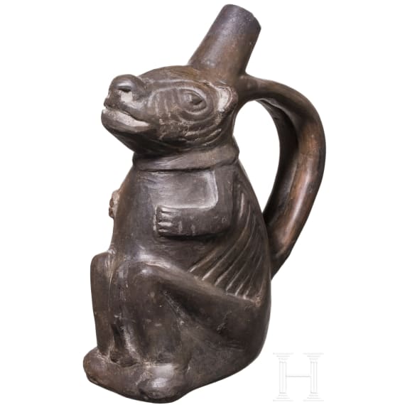 A Peruvian figural clay vessel, probably Chimu culture, 11th - 15th century