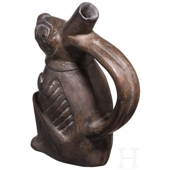 A Peruvian figural clay vessel, probably Chimu culture, 11th - 15th century