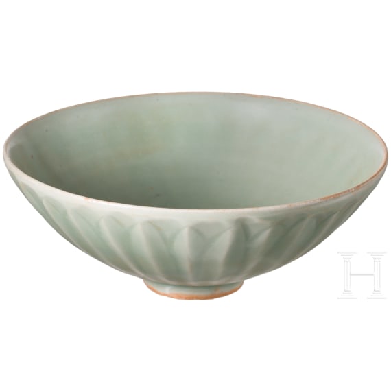 A Chinese Longquan celadon-glazed lotus bowl, probably Yuan or Ming dynasty (14th - 17th century)
