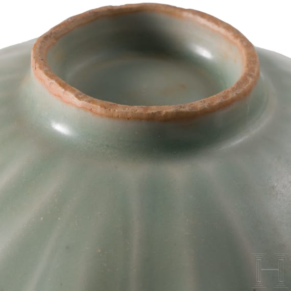 A Chinese Longquan celadon-glazed lotus bowl, probably Yuan or Ming dynasty (14th - 17th century)