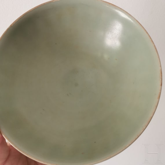 A Chinese Longquan celadon-glazed lotus bowl, probably Yuan or Ming dynasty (14th - 17th century)