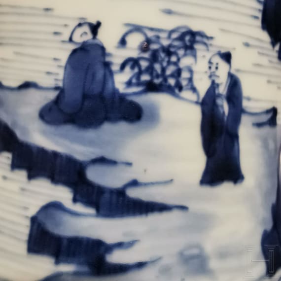 An exquisitely painted Chinese blue and white Gu vase, probably 18th century