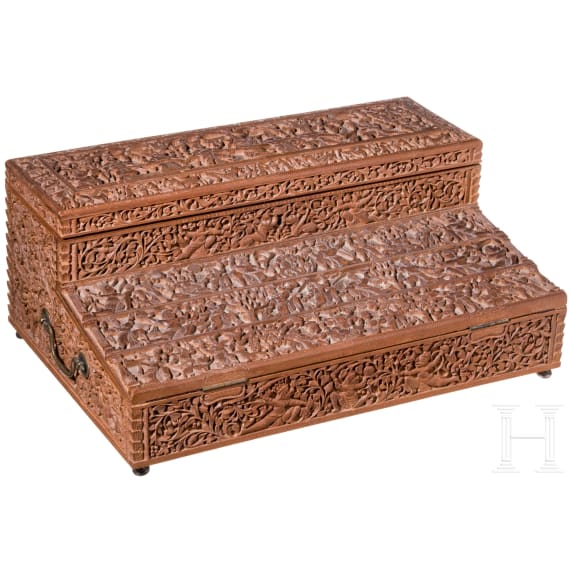 A carved South Indian writing case, circa 1930