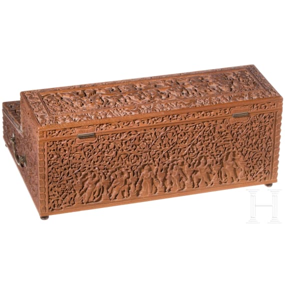 A carved South Indian writing case, circa 1930