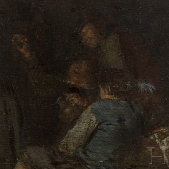 A Dutch interior with dancing peasants, attributed to Cornelis Pietersz Bega, circa 1660