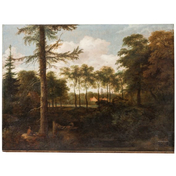 A wooded river landscape by Allart van Everdingen, Amsterdam, signed and dated 1660
