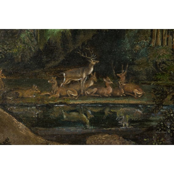 Attributed to Johann Elias Ridinger (1698&ndash;1767), &lsquo;Deer in the Forest&rsquo;, German, 18th century