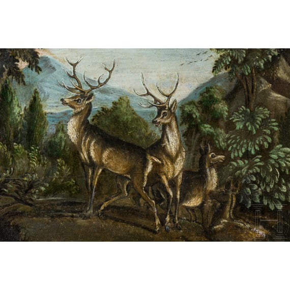 Attributed to Johann Elias Ridinger (1698&ndash;1767), &lsquo;Deer in the Forest&rsquo;, German, 18th century
