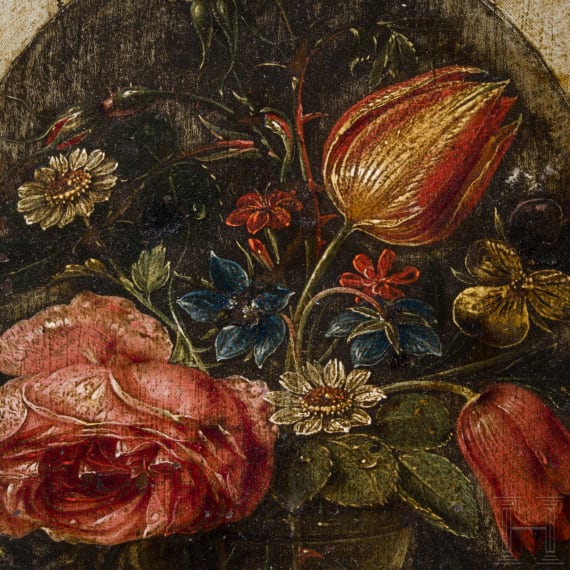 A small flemish still life with flowers and insects in the style of Balthasar van der Ast, 17th/18th century