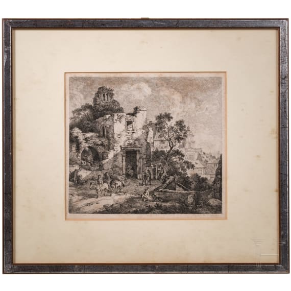 Ferdinand von Kobell (1740 - 1799), "Peasants in the Ruinous Landscape", German, dated 1780